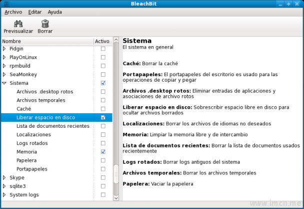 BleachBit-070-Fedora-11-Spanish-memory-swap-free-disk-space