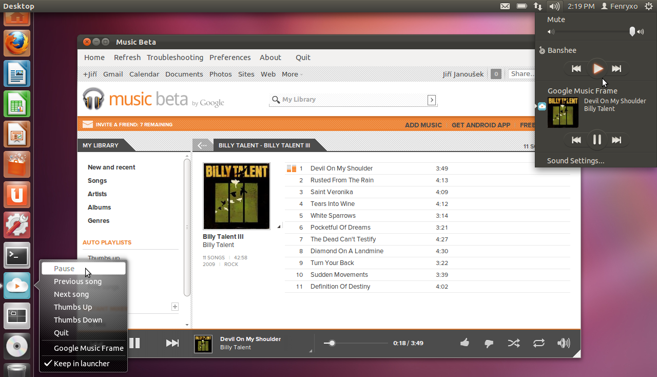 Google Music Frame Ubuntu