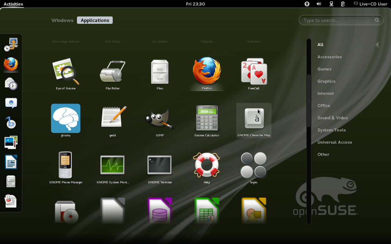 openSUSE12.1软件面板