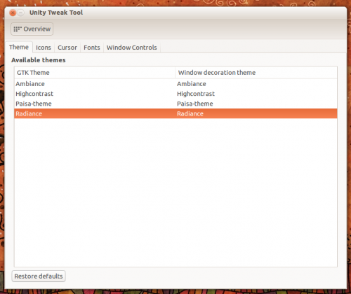 Unity Tweak Tool appearance