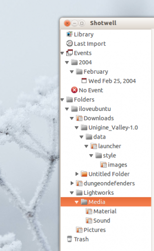 shotwell tree view folder