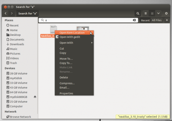 nautilus 3.10 search as you type open item location