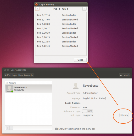 login history ubuntu 14.04