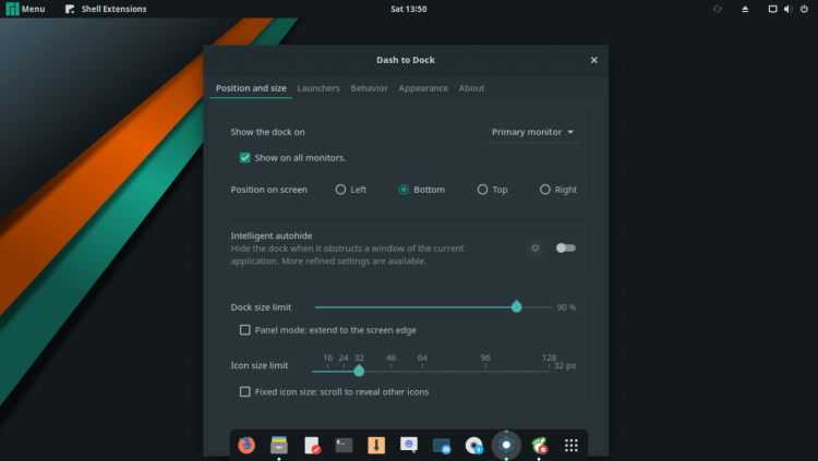 Dash to Dock Dock Mode.png