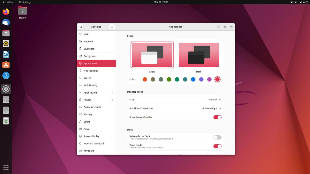 Ubuntu 22.04 beta：强调色