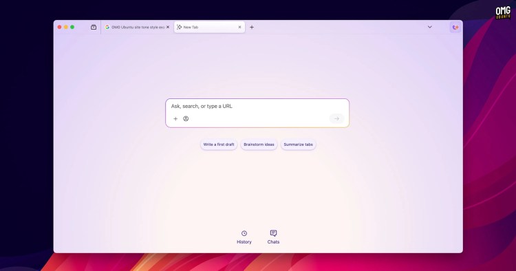 Firefox 智能窗口新标签页显示 AI 提示框。