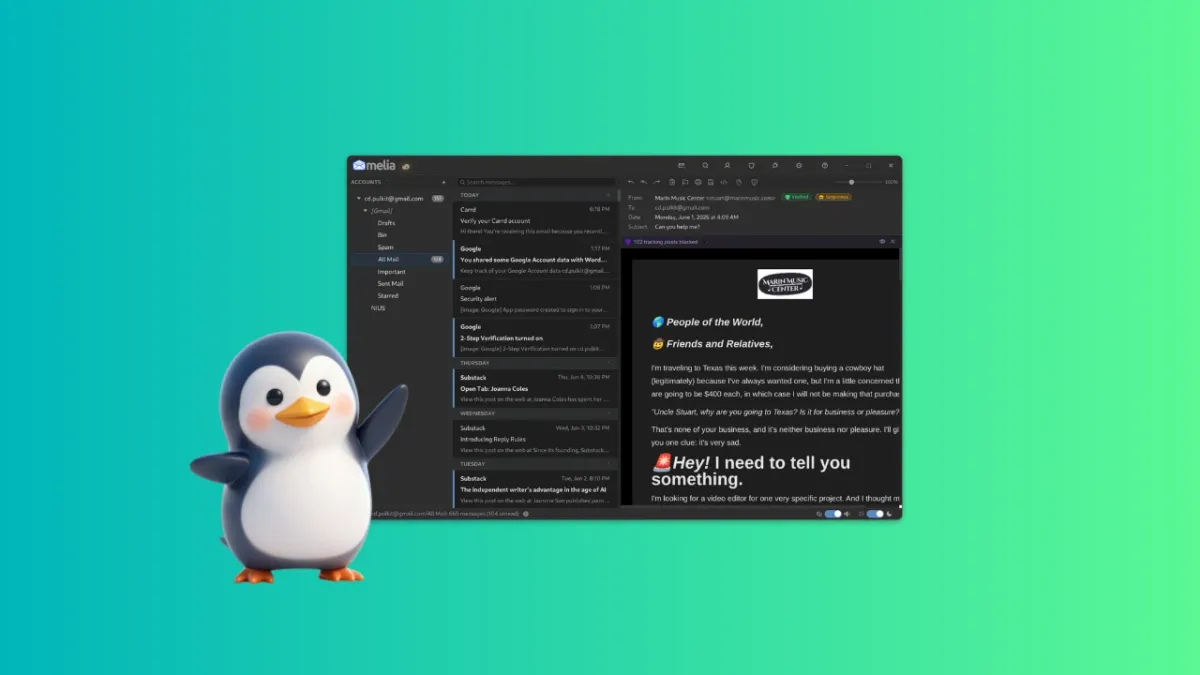 Melia:专为Linux打造的隐私优先桌面邮件客户端