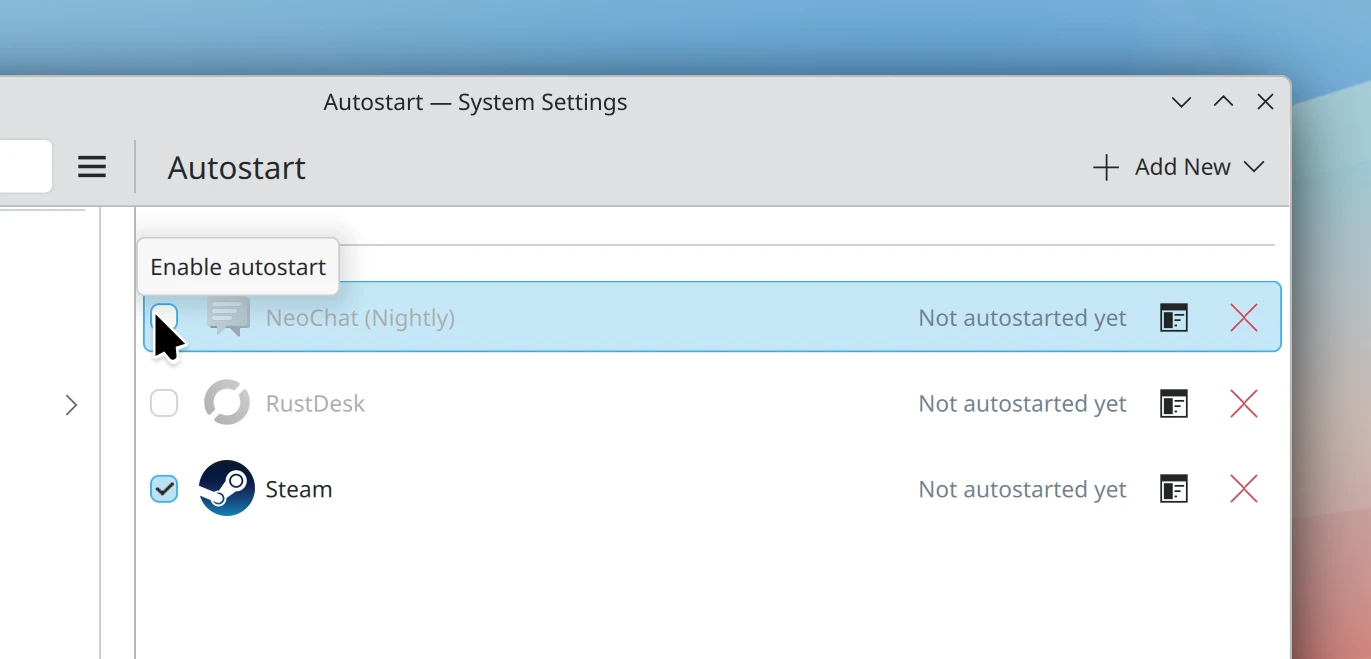 Disable-able autostart entries