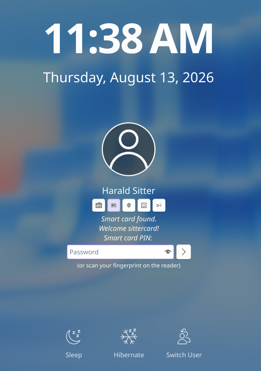Selectable authentication methods on the lock screen