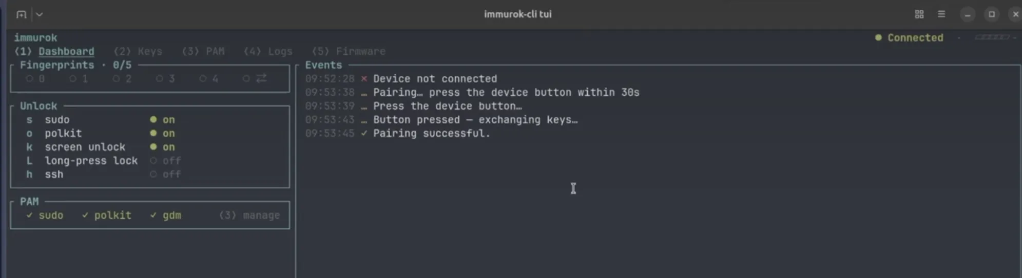 Immurok connection succeeded