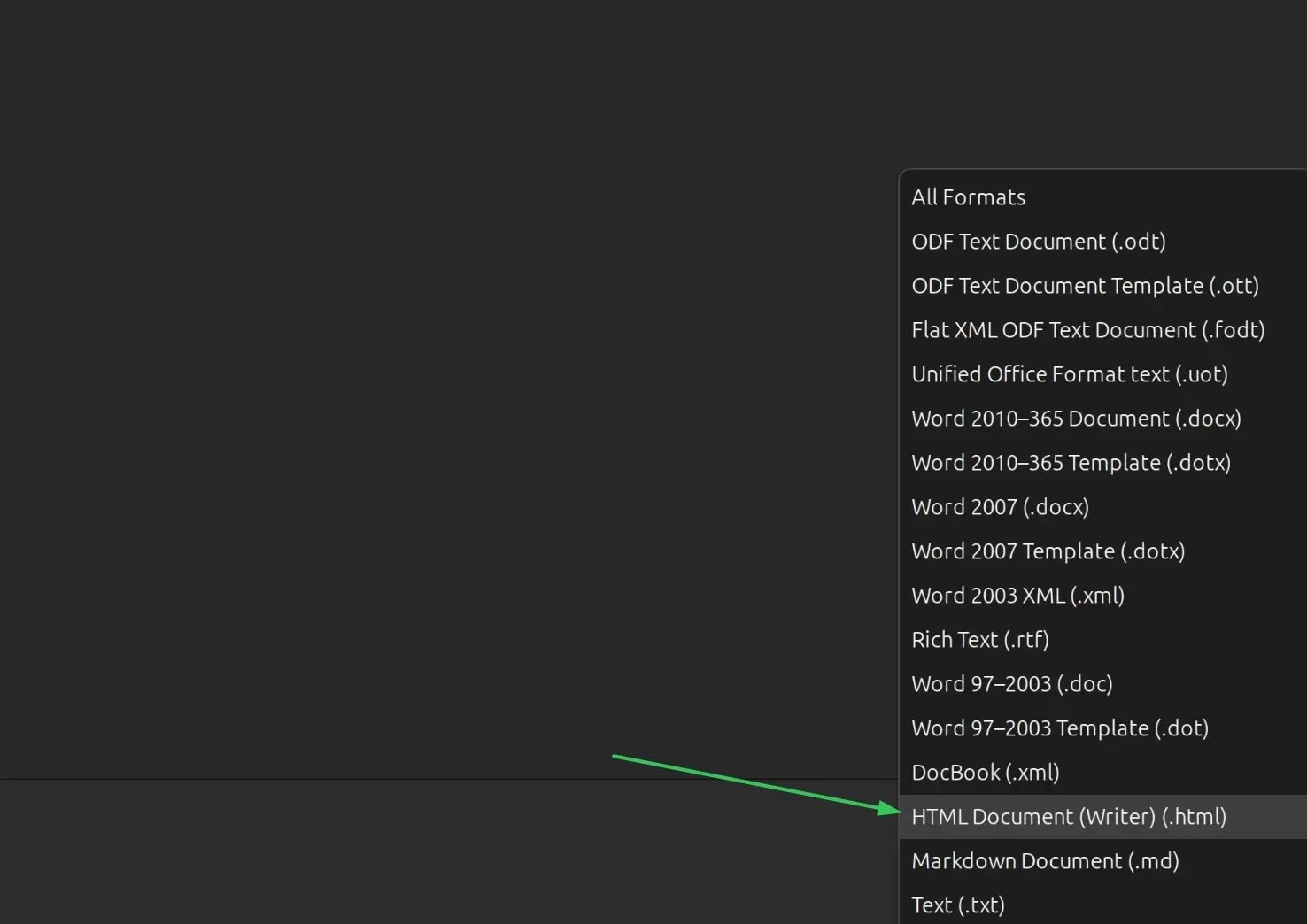 Saving doc as different file type