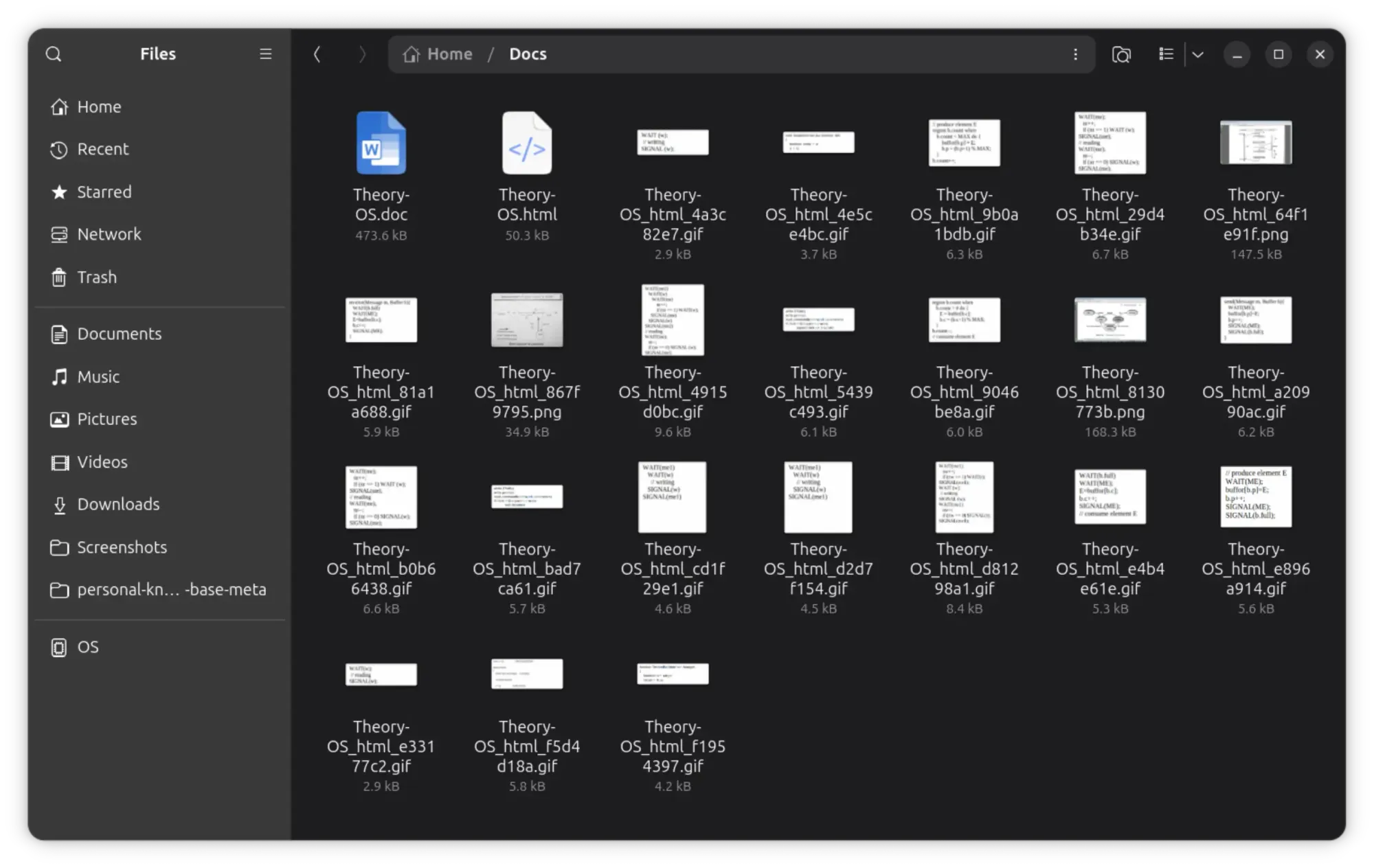 All image files extracted at once in LibreOffice