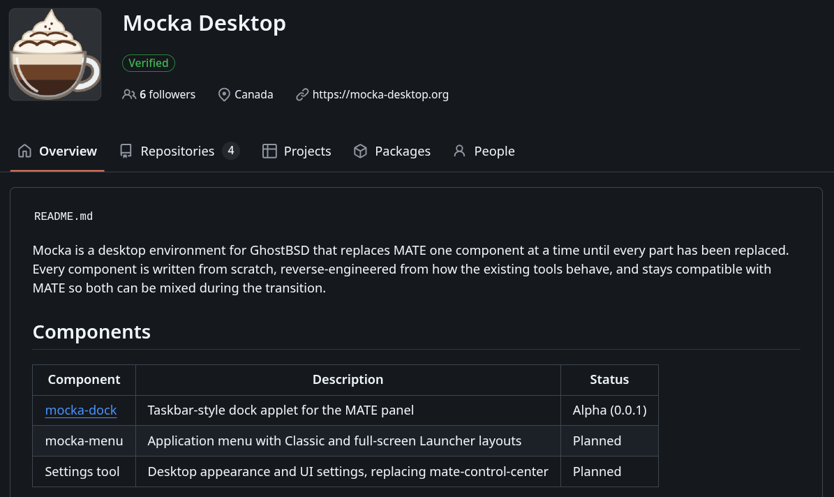 github page of the mocka desktop project
