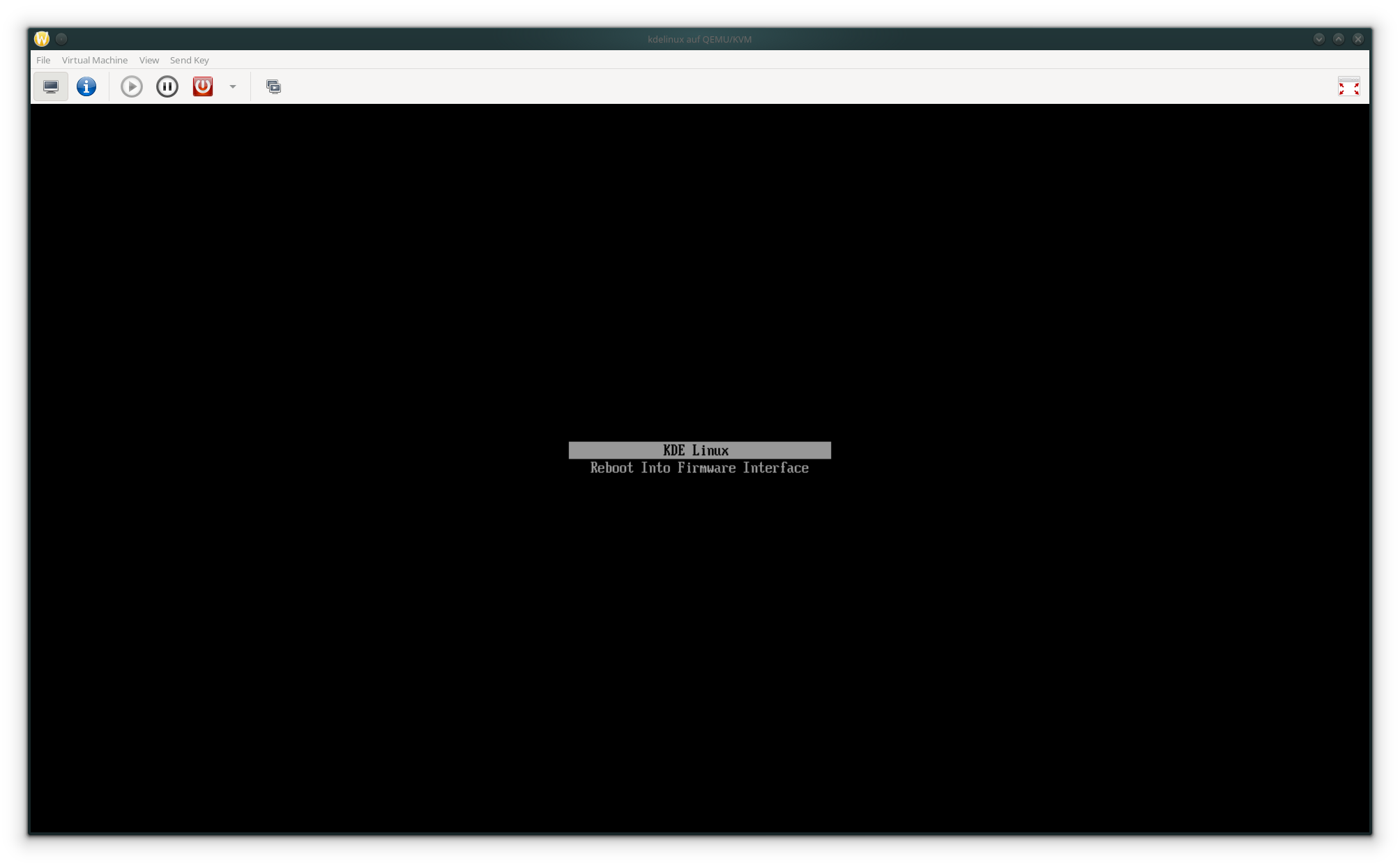 A KDE Linux MR image booting in QEMU