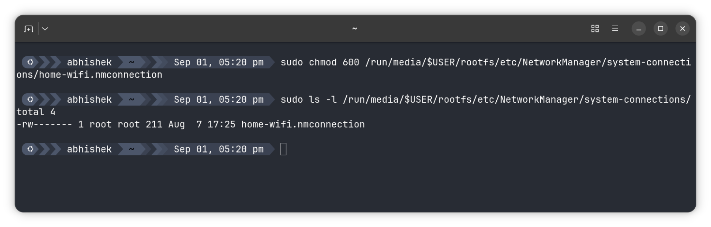 Verify that the system connections file has correct file permission