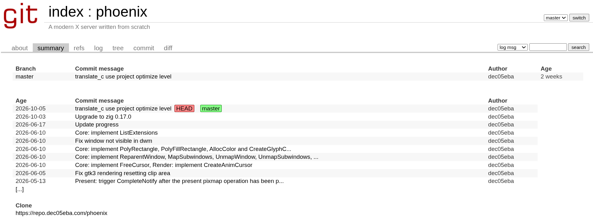 phoenix git page