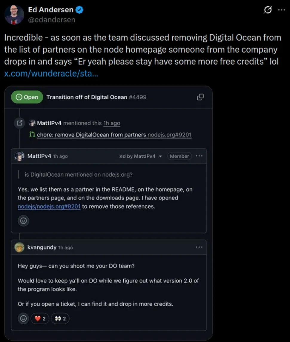 DigitalOcean悄然关停开源积分计划,大型项目获特殊待遇
