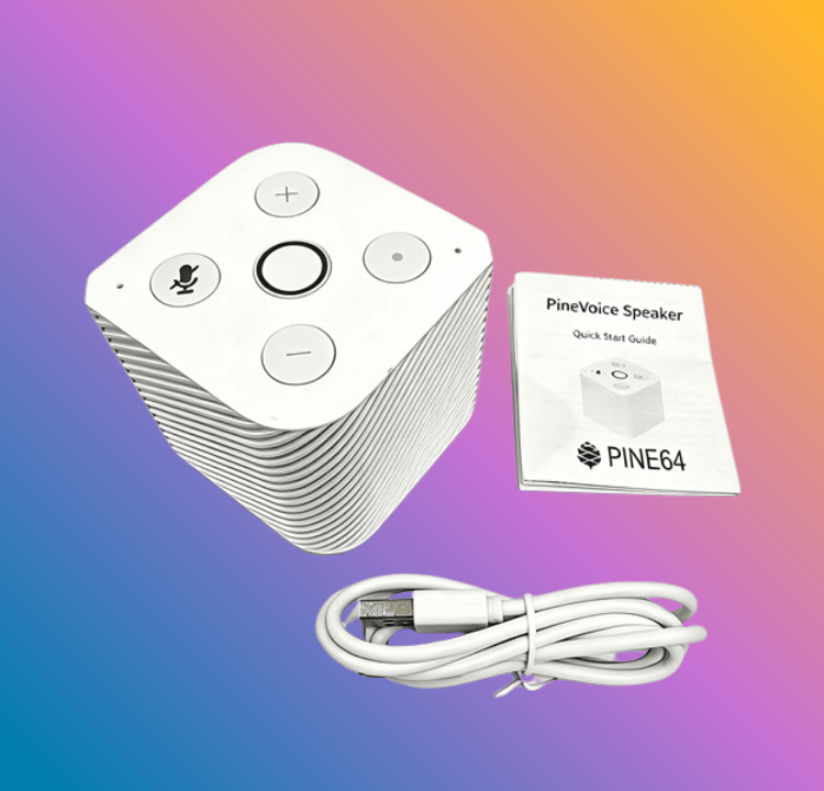 PineVoice包装内含音箱、USB-A转USB-C线缆及快速入门指南