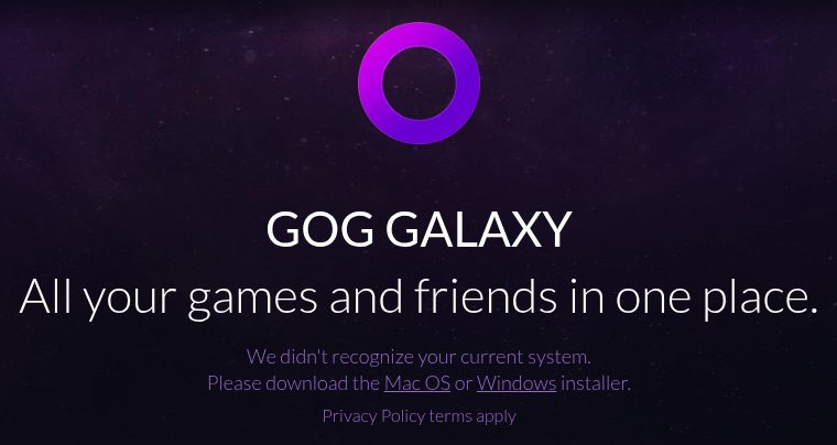 Linux用户访问GOG GALAXY网站时显示不支持系统的截图